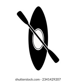 Kayak, canoe with paddle icon isolated on white background. Rowing symbol concept.