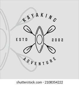 kayak or canoe and paddle logo line art simple minimalist vector illustration template icon graphic design. kayaking or rowing sign or symbol for business sport and travel