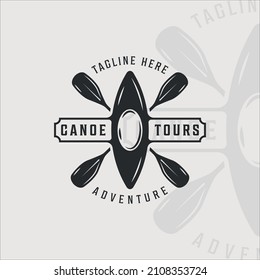 kayak or canoe and paddle logo vintage vector illustration template icon graphic design. kayaking or rowing sign or symbol for business sport and travel