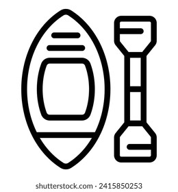 Kayak canoe ship icon outline vector. Rock river. Adventure trail
