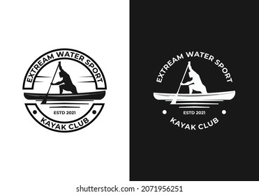 Kayak Or Canoe Sports Logo Design Premium Vector