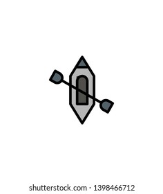 kayak canoe Summer vector logo icon or illustration. Editable stroke and color. Perfect use for pattern and design graphic.