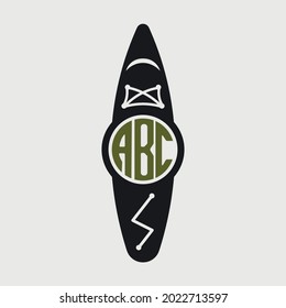 kayak Circle Monogram Printable Vector Design 