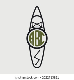 kayak Circle Monogram Printable Vector Design 