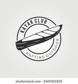 kayak club badge logo vector vintage illustration ,sign or symbol for business