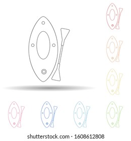 Kayak colored in multi color style icon. Simple thin line, outline vector of camping icons for ui and ux, website or mobile application