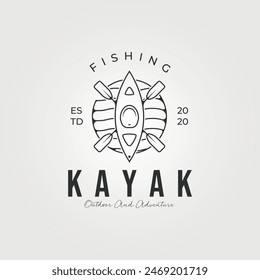 kayak fishing line art logo vector vintage illustration, aesthetic kayak logo