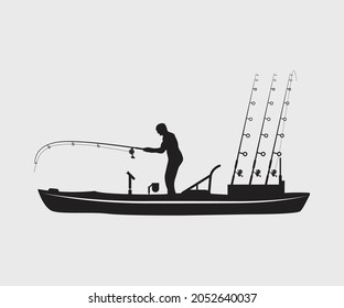 kayak fishing Printable Vector Illustration .kayak fishing silhouettes vector. Kayak Fishing vector and Kayak Fisherman,