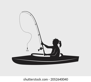 kayak fishing Printable Vector Illustration .kayak fishing silhouettes vector. Kayak Fishing vector and Kayak Fisherman,