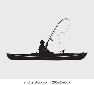 kayak fishing Printable Vector Illustration .kayak fishing silhouettes vector. Kayak Fishing vector and Kayak Fisherman,	