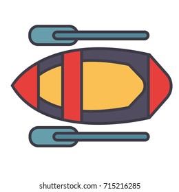 Kayak flat line illustration, concept vector isolated icon 