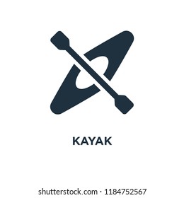 Kayak icon. Black filled vector illustration. Kayak symbol on white background. Can be used in web and mobile.