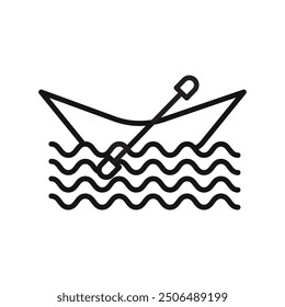 kayak icon Black line art vector logo