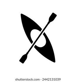Kayak icon. Black silhouette. Top view. Vector simple flat graphic illustration. Isolated object on a white background. Isolate.