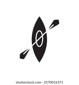 kayak icon black and white vector outline sign