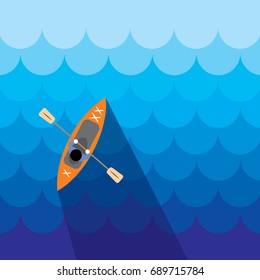 Kayak icon. Canoe view from above. Summer