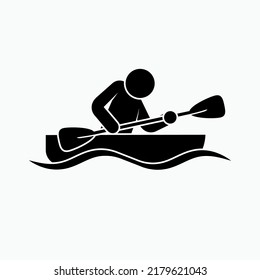 Kayak Icon. Canoe, Watersport Symbol - Vector.