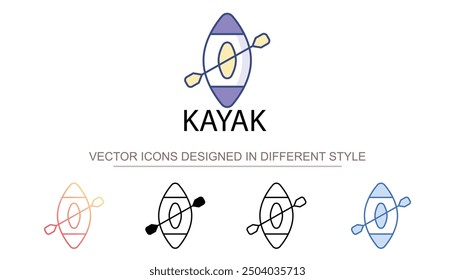 Diseño de icono de kayak con fondo blanco Ilustración de stock