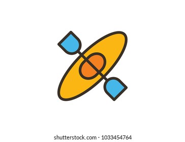 kayak icon, filled line icon
