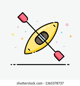 Kayak icon in flat line style. Kayak logo for corporate identity design and banner design created by vector.