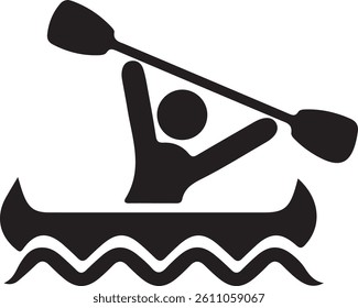 Kayak Icon. Flat style black on white. Vector illustration.