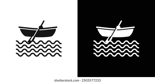 Vector de arte de línea de icono de kayak