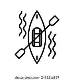 kayak icon linear logo mark in black and white