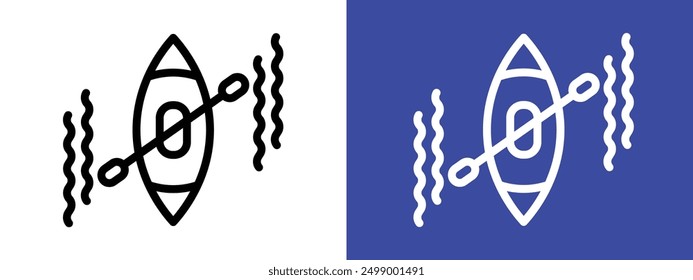 Kayak Icono Logo Signo Conjunto Vector Esquema