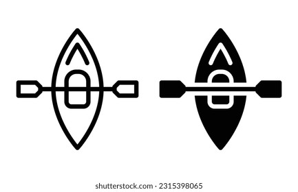 Kayak icon with outline and glyph style.