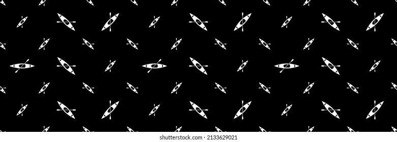 Kayak Icon Seamless Pattern, Small, Narrow Water Craft Used For Adventure Extreme Games Vector Art Illustration