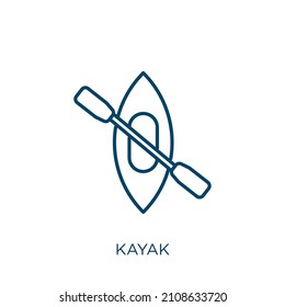 kayak icon. Thin linear kayak outline icon isolated on white background. Line vector kayak sign, symbol for web and mobile