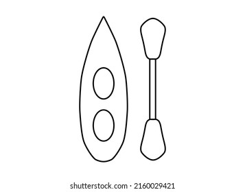 Kayak Icon Vector Art. Doppelkayak und Paddel Umriss Schild. Schwarz-Weiß-Rafting-Boot-Symbol.