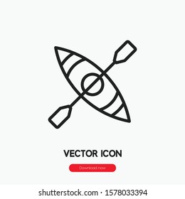 Kayak icon vector. Canoe symbol. Linear style sign for mobile concept and web design. Kayak symbol illustration. Pixel vector graphics - Vector.