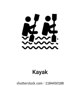 Kayak icon vector isolated on white background, logo concept of Kayak sign on transparent background, filled black symbol