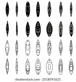 Kayak icon vector set. Kayak illustration sign collection. Rowing symbol or logo.