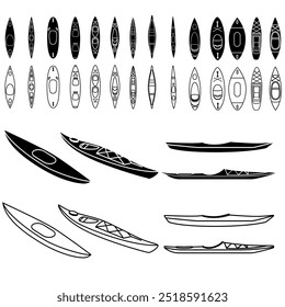 Kayak icon vector set. Kayak illustration sign collection. Rowing symbol or logo.