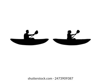 Kayak icon vector. Kayak Silhouette isolated white background. Vector Illustration