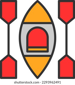 Kayak Line Filled Vector Icon Design