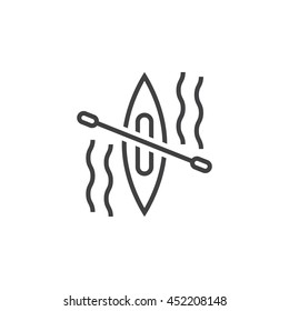 kayak line icon, outline canoe vector logo, linear pictogram isolated on white, pixel perfect illustration

