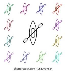 Kayak line multi color style icon. Simple thin line, outline vector of camping icons for ui and ux, website or mobile application