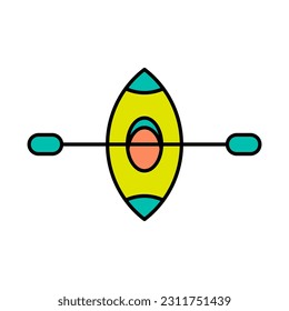 Kayak lineal color icon. Design element of Summer time vacation, vector illustration in trendy style. Editable graphic resources for many purposes. 