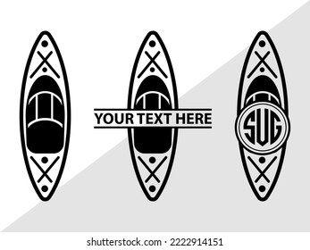 Kayak Monogram Printable Vector Illustration