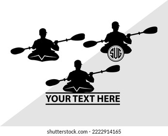 Kayak Monogram Printable Vector Illustration