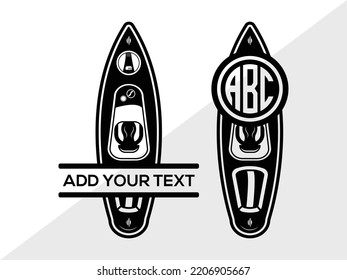 Kayak Monogram SVG Printable Vector Illustration