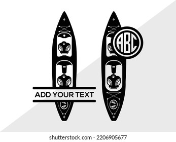 Kayak Monogram SVG Printable Vector Illustration