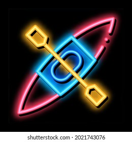 Kayak neon light sign vector. Glowing bright icon Kayak sign. transparent symbol illustration