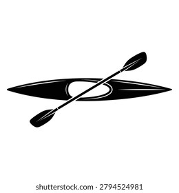 Kayak and oars in black silhouette