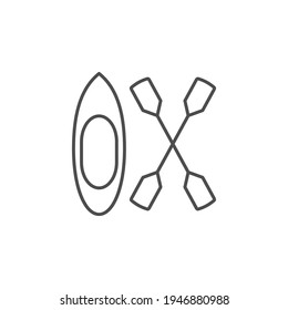 Kayak and oars line outline icon