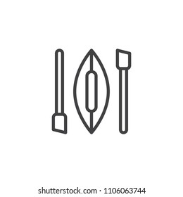 Kayak and oars outline icon. linear style sign for mobile concept and web design. Canoe with paddle simple line vector icon. Symbol, logo illustration. Pixel perfect vector graphics