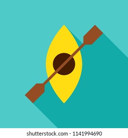 Kayak Object Icon. Flat Design Vector Illustration with Long Shadow.